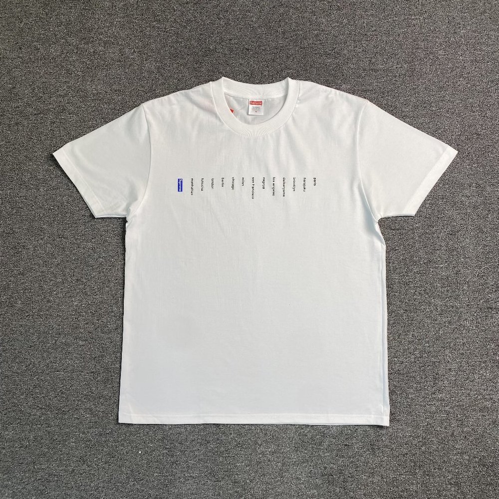 Supreme Location Store City Name Print T-Shirt In White